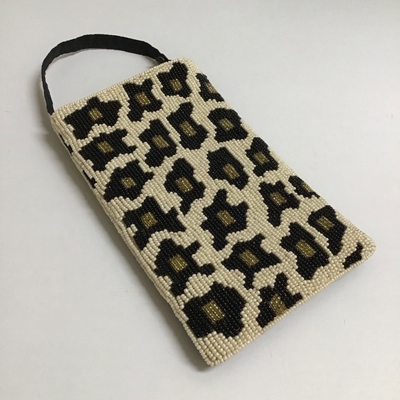 Beaded Leopard Crossbody Club Bag Wristlet Clutch Purse Wallet Bamboo Trading Co - Picture 4 of 14